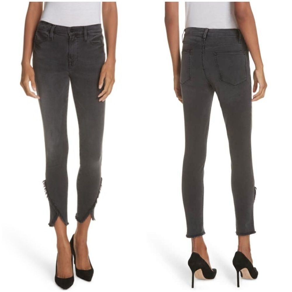 Frame Le High Skinny Assymetric Rawhem Jeans sz 32